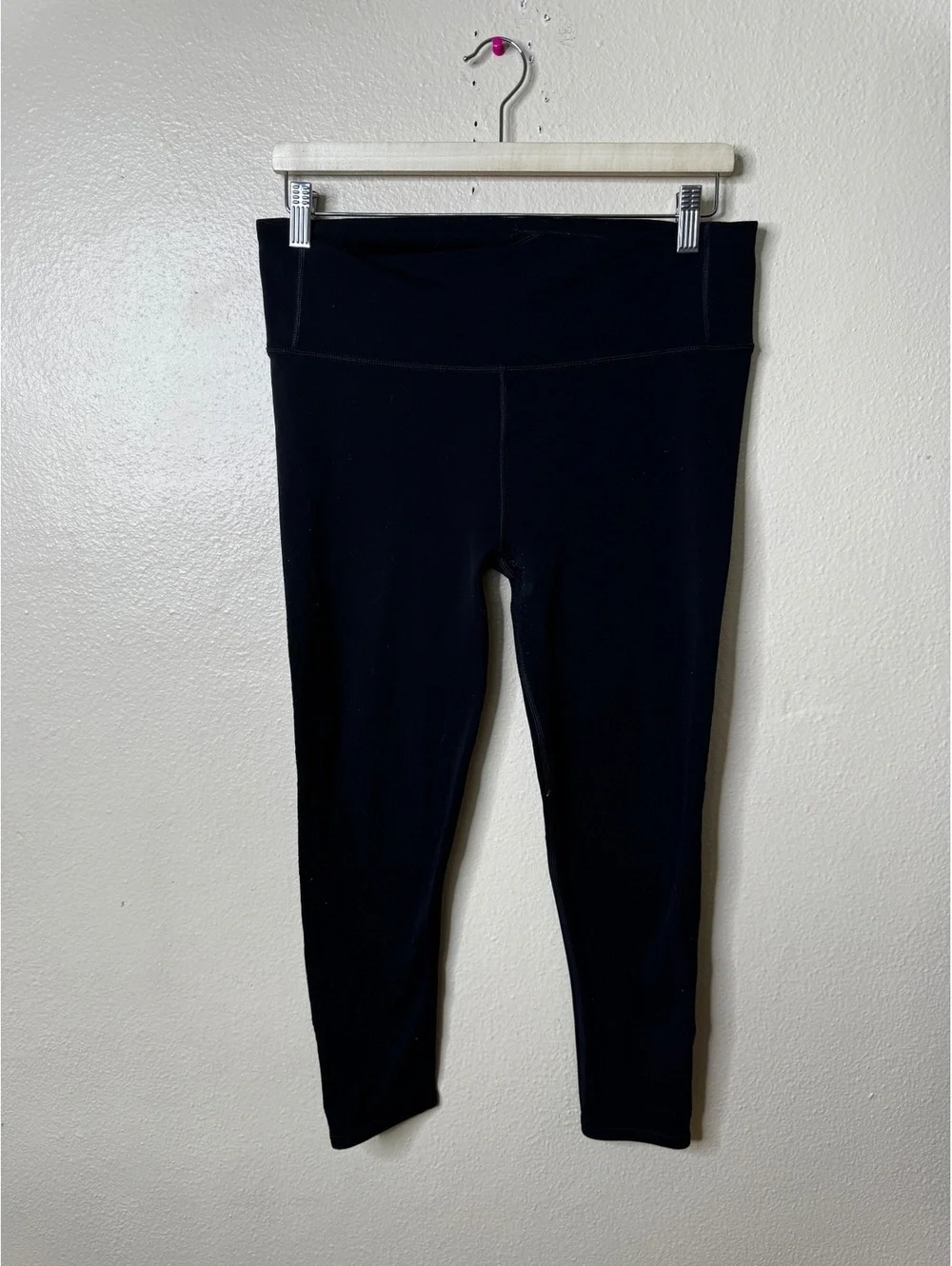 Lululemon Womens Size 12 Black Leggings Laser Cut Mesh Wide Waistband